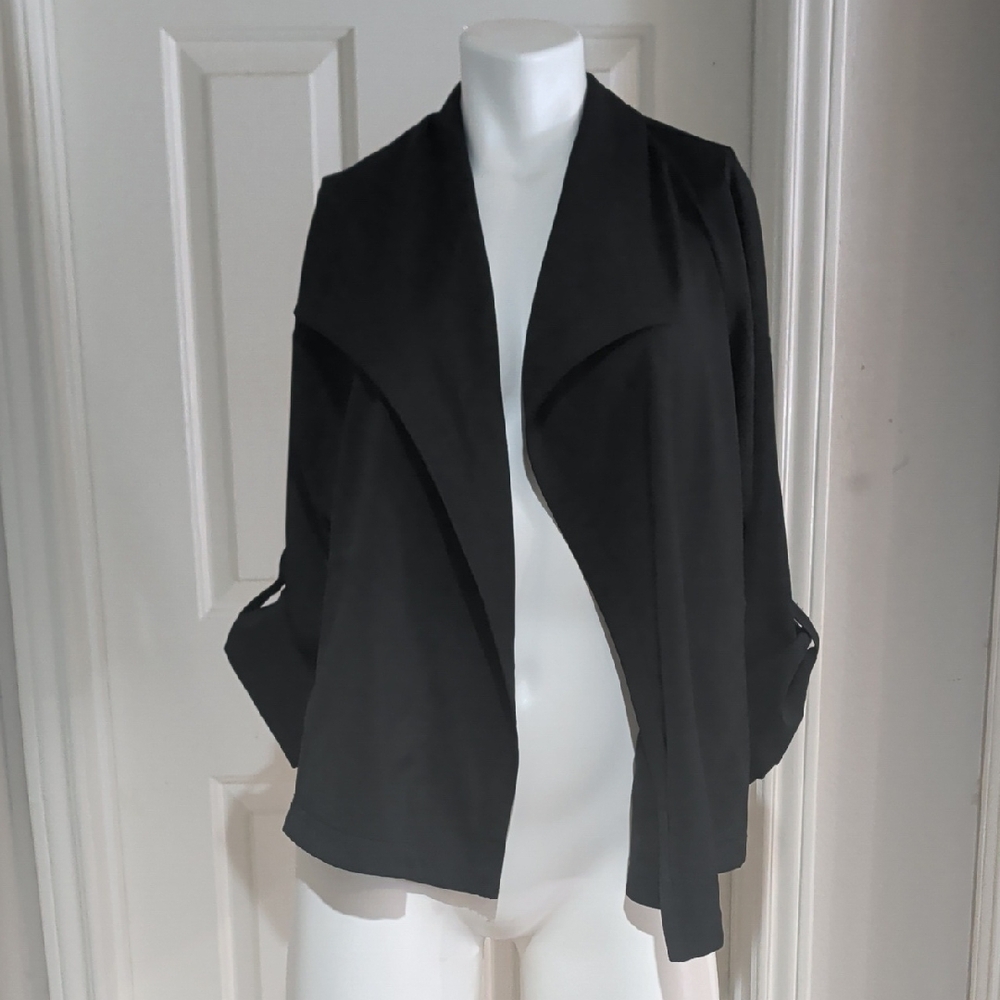 MAX STUDIO Black Open Drape Lapel Blazer Jacket XL - Picture 5 of 9